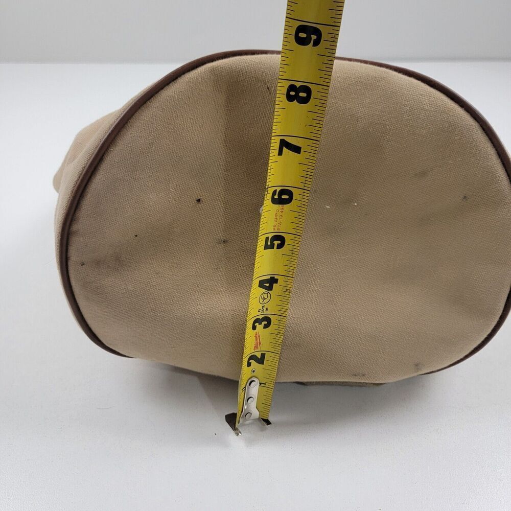 Vintage 90s Ralph Lauren Canvas Drawstring Bucket Bag Backpack Khaki Distressed - Picture 15 of 15